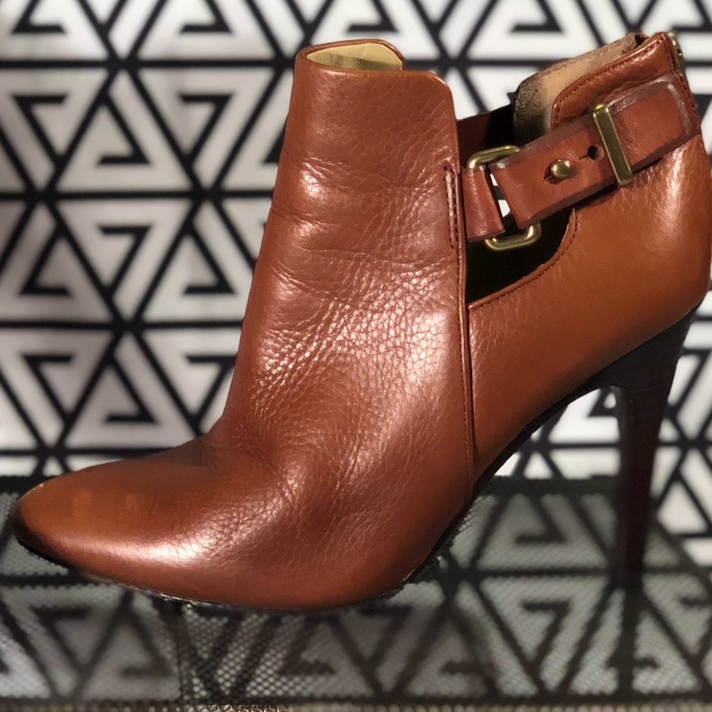 Coach Booties Women Size 5 Ankle Boots | Brown Leather Gold Accents